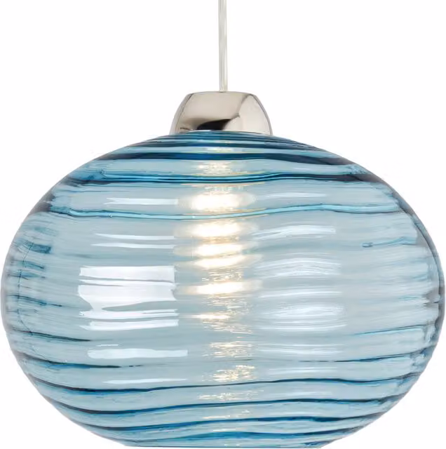 Litecraft Nina Ripple Oval Glass Easy Fit Lampshade in Blue and Chrome