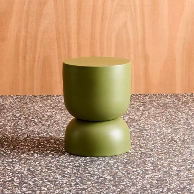 sweeek Green Metal Round Side Table and Bedside Table, Diameter: 32 cm, Height: 42 cm