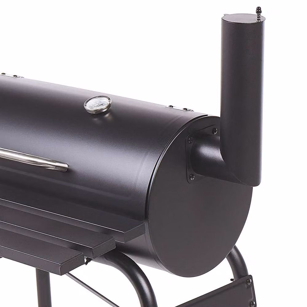 Wyld and Coco Offset Charcoal Smoker Grill with Lid, Thermometer and Wheels, Black, W/D/H: 115 x 51 x 113 cm – 7