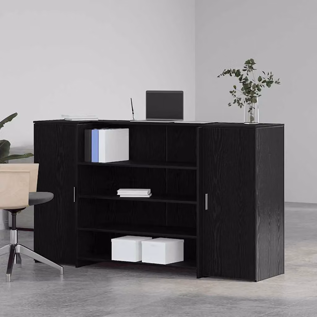 Berkfield Home Black Oak Reception Desk, W/D/H: 180 x 50 x 103.5 cm – 2