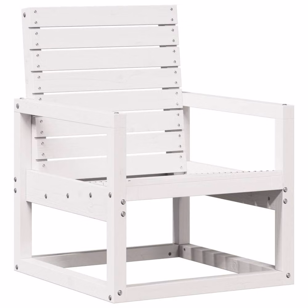 Berkfield Home Beautiful Garden Chair in White Solid Pine Wood, W/D/H: 57.5 x 63 x 76 cm – 2