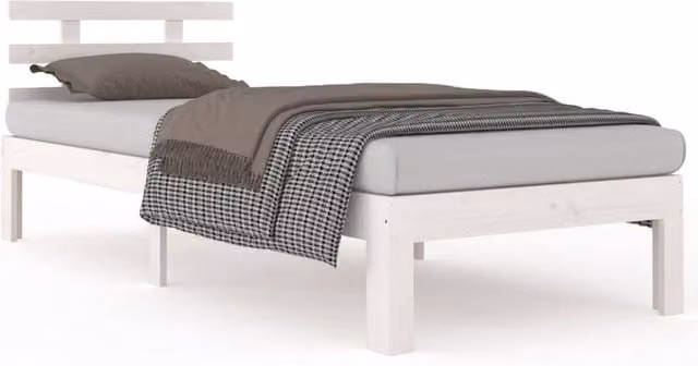Berkfield Home White Solid Pine Wood Small Single Bed Frame W: 75 cm, L: 190 cm – 1