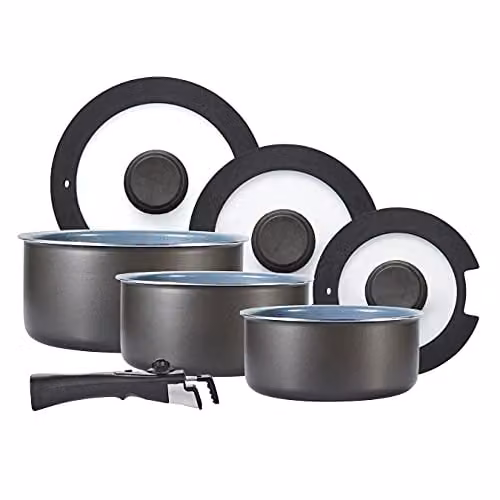 Tower Freedom 7 Piece Ceramic Non-Stick Cookware Set in Black and Grey – 1