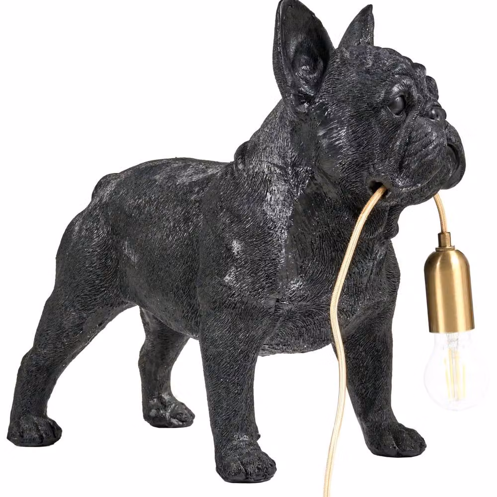 Wyld and Coco Black Polyresin Dog Table Lamp with LED Light – 2