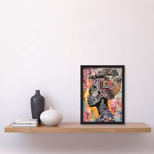 Artery8 African Woman Headwrap Portrait Modern Colourful Framed Wall Art Print, H 29.7 cm x W 21.0 cm x D 0.5 cm – 4