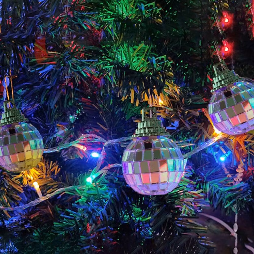 SPETLEK 60-Piece Silver Mirror Disco Hanging Balls, Geometric Round Party Decorations, W: 100 cm, H: 60 cm – 5