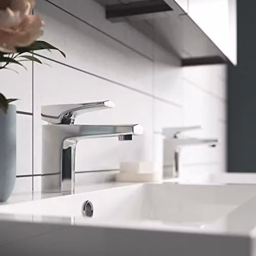 Nuie Hardy Modern Square Mono Basin Mixer Tap with Pop Up Waste, Chrome, H: 153 mm, W: 50 mm – 3