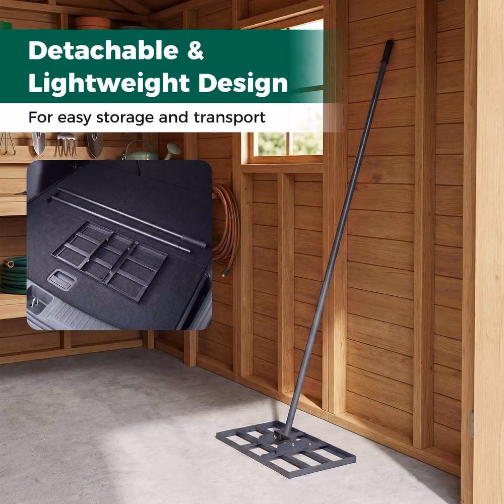 Costway Heavy-Duty Metal Lawn Leveling Rake with Adjustable Handle in Black – 5