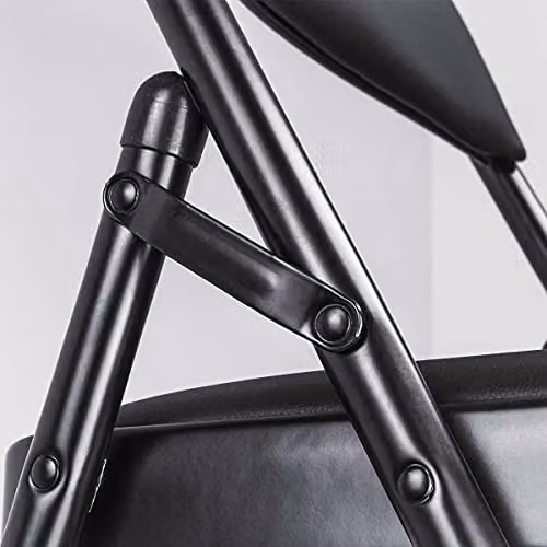 TekBox Folding Faux Leather Chair in Black with Metal Frame – 6