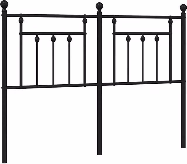 Berkfield Home Classic Metal Headboard, Black, Width: 150 cm