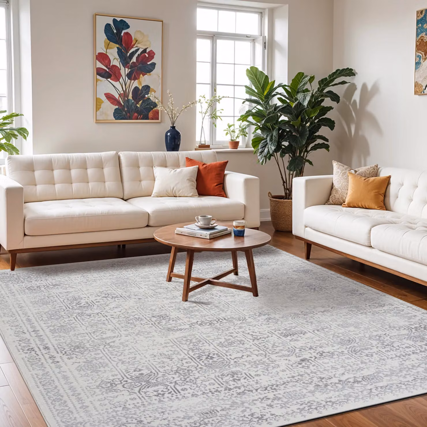 Livabliss Roma Vintage Boho Rug in Grey and Blue, W: 200 cm, D: 275 cm – 4