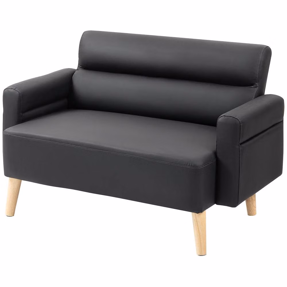 STILVORA 2 Seater Modern Sofa in Black Synthetic Leather – 2