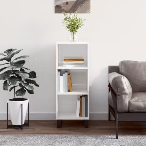 vidaXL Glossy White Sideboard in MDF, W/D/H: 34.5 x 32.5 x 90 cm – 1