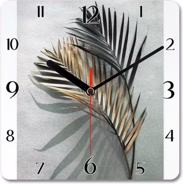 Clock Styles London Gold Floral Leaf Art Analog Square Wall Clock
