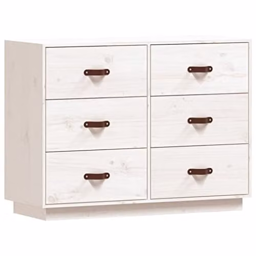 vidaXL Rustic White Solid Pine Wood Sideboard W/D/H: 100 x 40 x 75 cm