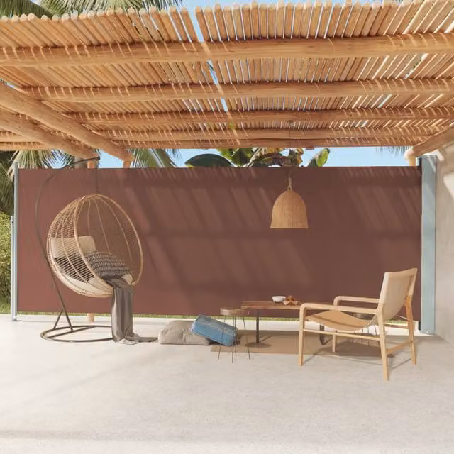 Berkfield Home Brown Retractable Side Awning with Polyester Fabric and Steel Frame, W: 600 cm, H: 200 cm – 1