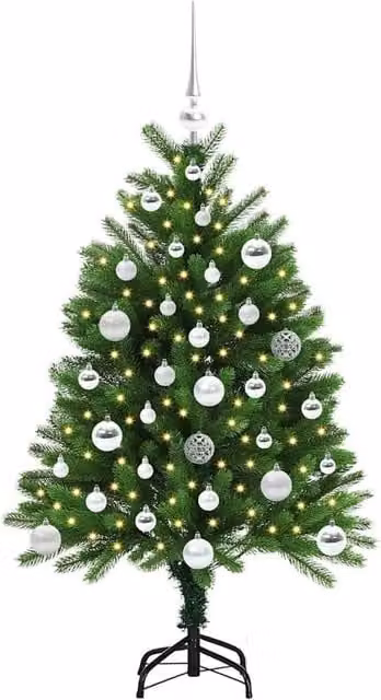Berkfield Home Realistic Green Tabletop Christmas Tree with 150 LEDs and Stand, Height: 120 cm – 1