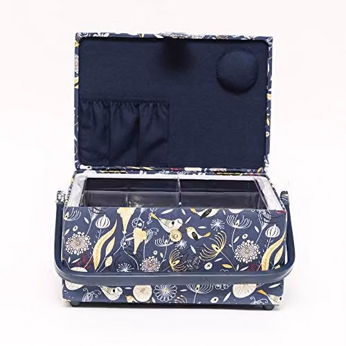 Korbond Blue Sewing Basket with Handles, W/D/H: 14.5 x 19.0 x 26.0 cm – 2