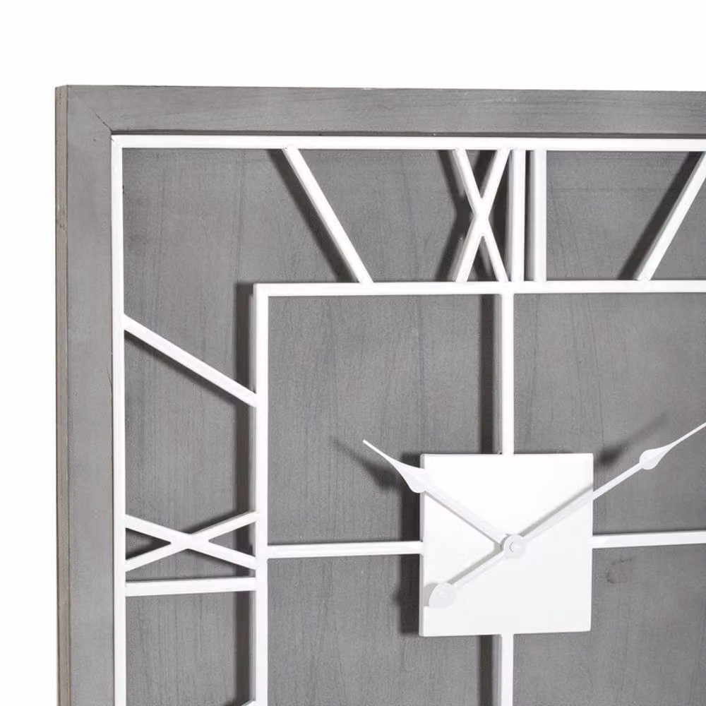 Lemon Pavilion Furniture and Decor Williston Square Wall Clock in Grey and Silver, W60 x H60 cm – 2