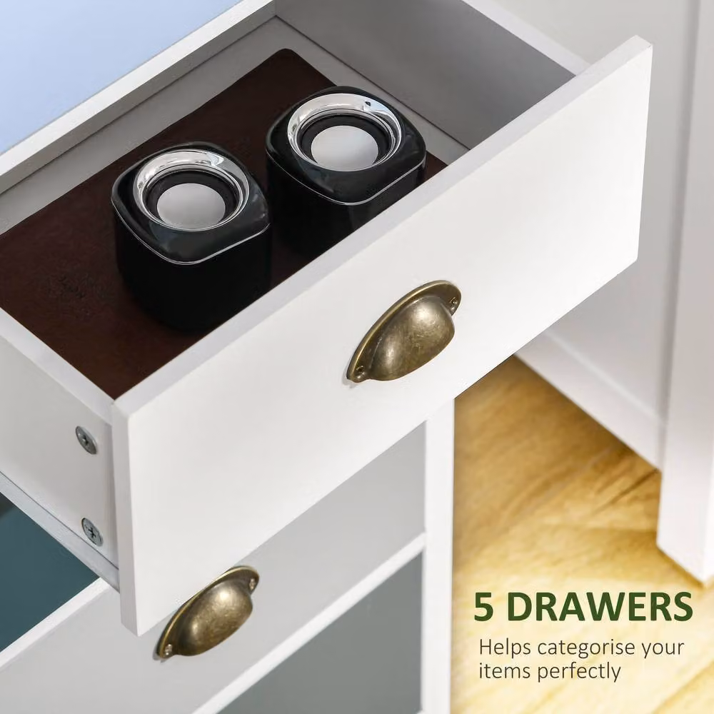 STILVORA 5-Drawer Chest of Drawers with Metal Handles in White – 3