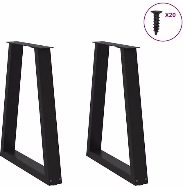 Berkfield Home Modern V-Shape Coffee Table Legs, 2 Pieces, Black Steel, H: 72-73 cm x W: 60 cm