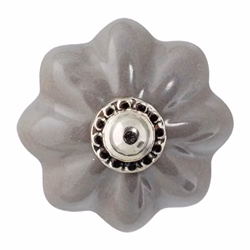 Nicola Spring Polished Grey Ceramic Cabinet Knobs, Pack of 24 – 1