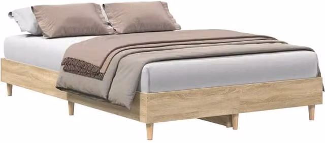 Berkfield Home Sonoma Oak Bed Frame in Brown, Engineered Wood, W/D/H: 120 x 200 cm
