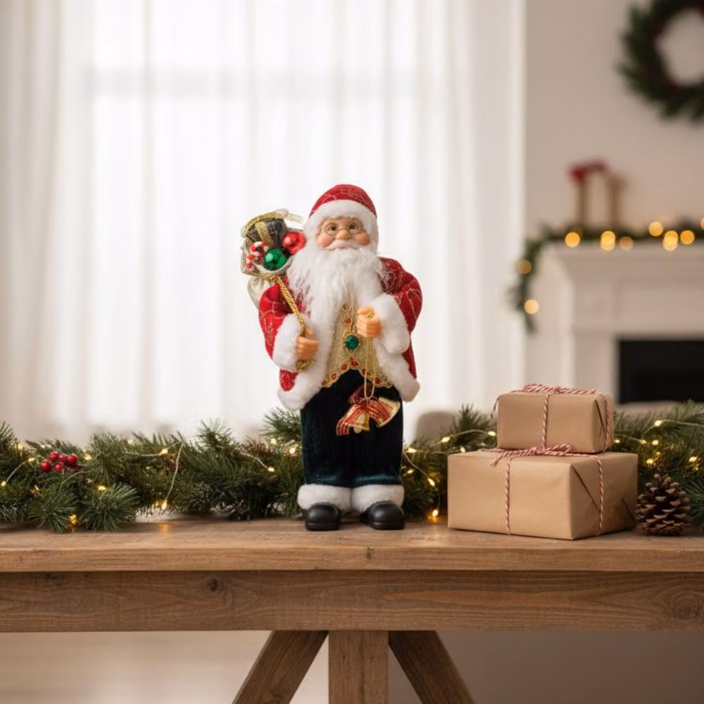 Smartbies Classic Santa Claus Standing Christmas Figurine in Red and Multicolour – 2
