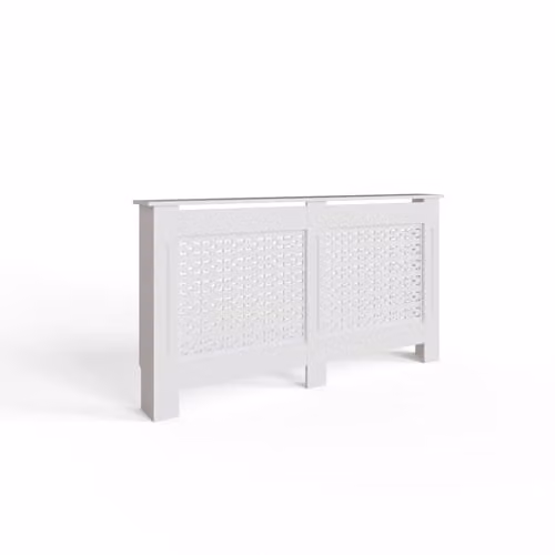 FWStyle White Geometric Large Radiator Cover Shelf Cabinet, W/D/H: 152 x 82.3 x 19 cm – 1