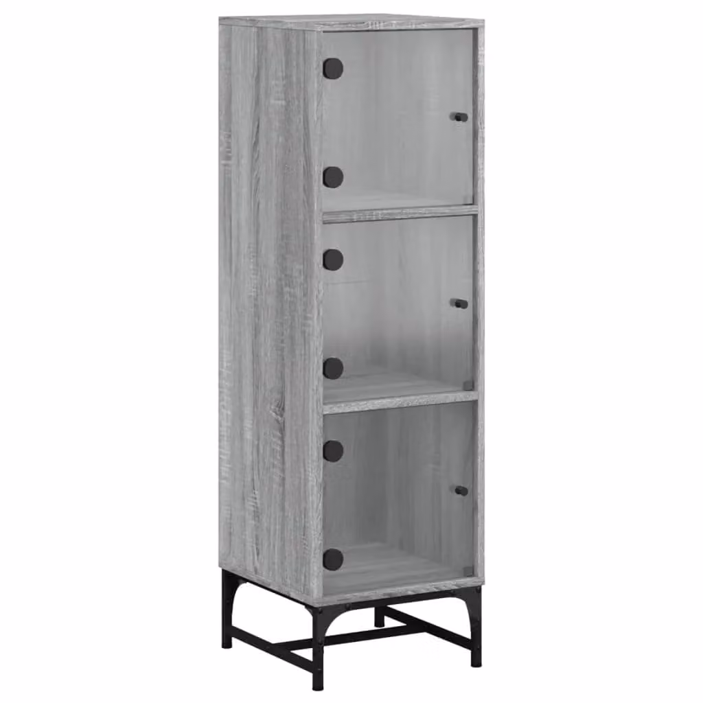 Berkfield Home Highboard with Glass Doors in Grey Sonoma, W/D/H: 35 x 37 x 120 cm – 2
