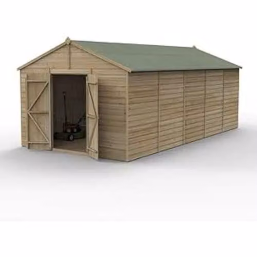 Forest Garden Brown Wooden Apex Gable Shed with Double Doors and Floor W/D/H: 304.8 x 244.1 x 210.0 cm