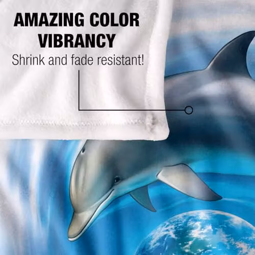 JQ Licensing Royce McClure Dolphin World Silky Touch Super Soft Throw Blanket, White, W/D/H: 152 x 127 cm – 2