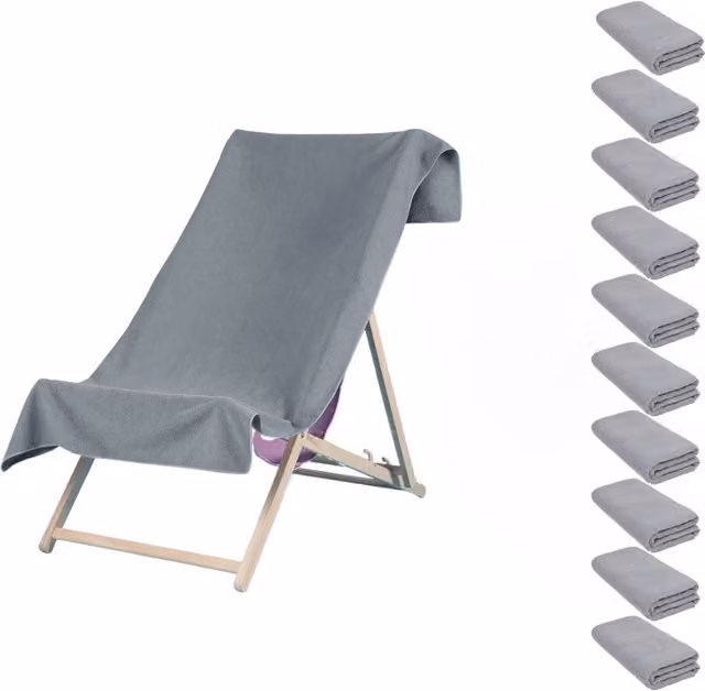 OHS Pack of 10 Plain Microfibre Quick Dry Bath and Beach Towels in Anthracite Grey – 1