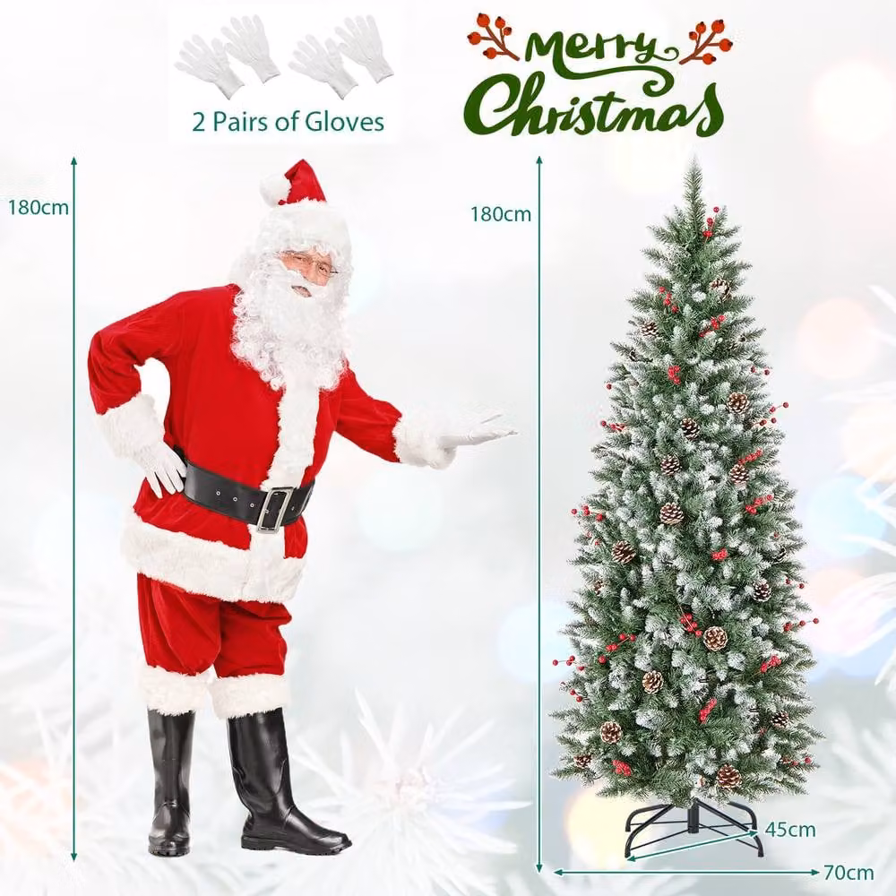 Costway 6 FT Green Artificial Hinged Christmas Tree with 618 Branch Tips – 1