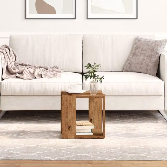 Berkfield Home Rustic Square Coffee Table in Brown Solid Reclaimed Wood W/D/H: 32 x 32 x 30 cm