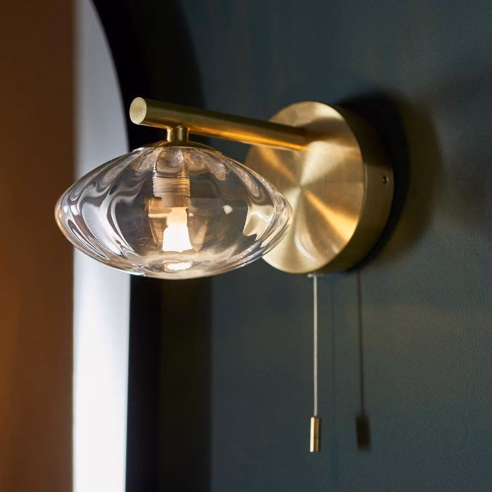 Netlighting ORISTANO Contemporary Yellow Glass Bathroom Wall Lamp with Gold/Brass Metal Finish – 2