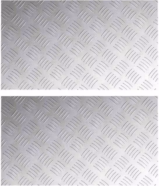 Berkfield Home Silver Aluminum Anti-Slip Checker Plates, 2 Pack, W: 70 cm, D: 40 cm