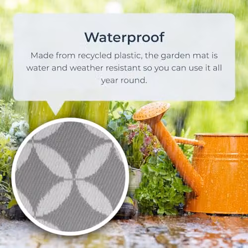 idooka Waterproof Outdoor Rug in Grey Circles, UV-Resistant Polypropylene Mat for Garden, Patio or Balcony, W/D/H: 90 x 180 cm – 3