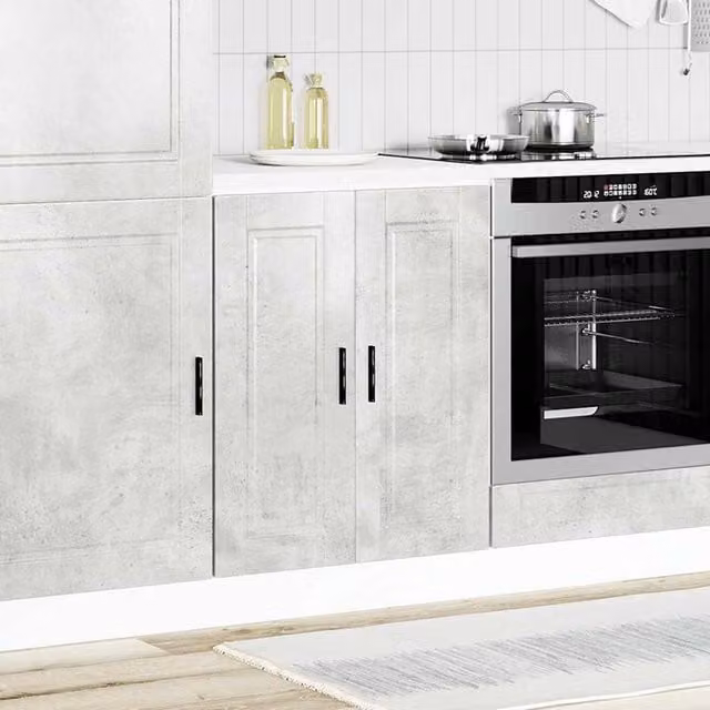 Berkfield Home Porto Kitchen Base Cabinet in Concrete Grey Engineered Wood, W/D/H: 60.0 x 46.0 x 81.5 cm