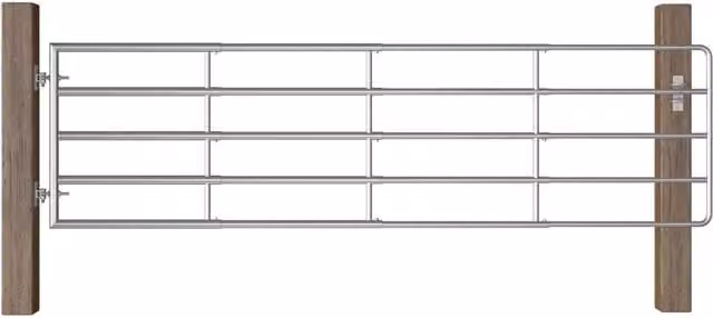Berkfield Home 5 Bar Field Gate in Silver Galvanised Steel, H 90 cm, W 115-300 cm