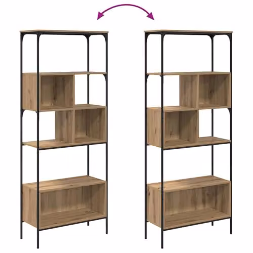 vidaXL 7-Tier Bookcase in Artisan Oak and Black, W/D/H: 76 x 33 x 188.5 cm – 3