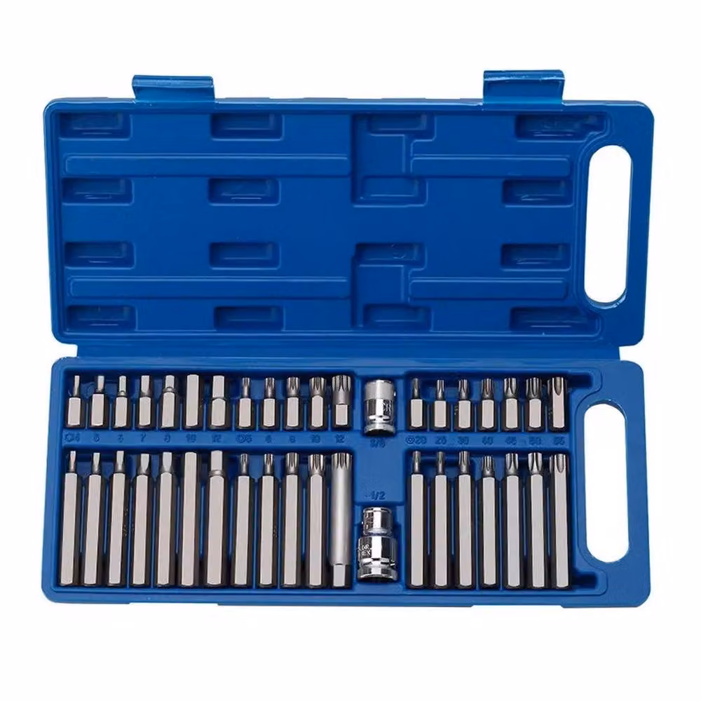 NESTLUNE 40-Piece Hex Torx Star Spline Screwdriver Bit Socket Set in Blue, 3/8" and 1/2" Drive – 3