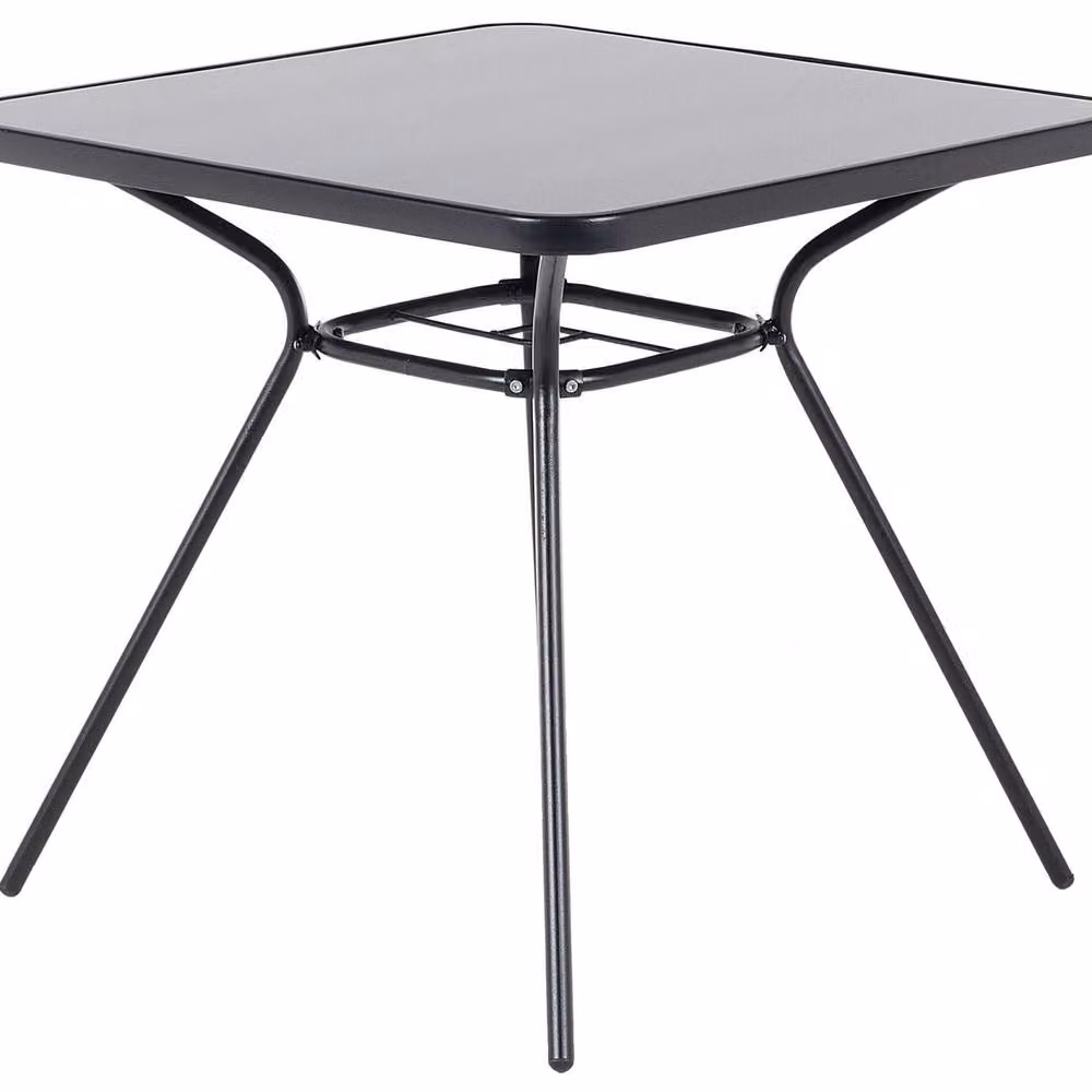 Wyld and Coco Modern Black Steel and Glass Outdoor Dining Table W/D/H: 80 x 80 x 72 cm – 2