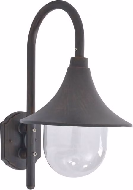 Berkfield Home Bronze Aluminium Garden Wall Lantern with E27 Socket, Height: 42 cm