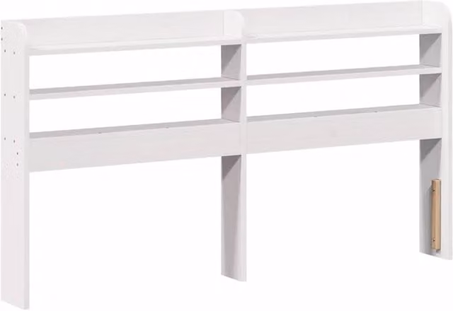 Berkfield Home White Solid Wood Pine Headboard with Integrated Bedside Shelves, Width: 160 cm