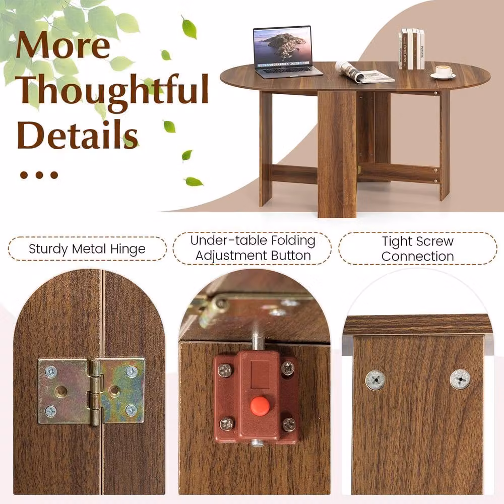 Costway 3-in-1 Folding Dining Table and Expandable Writing Desk in Brown – 8