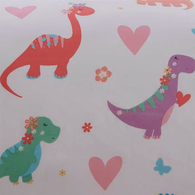 Rapport Dino Daisy Pink and Multicolour Floral Childrens Duvet Cover and Pillowcase Set