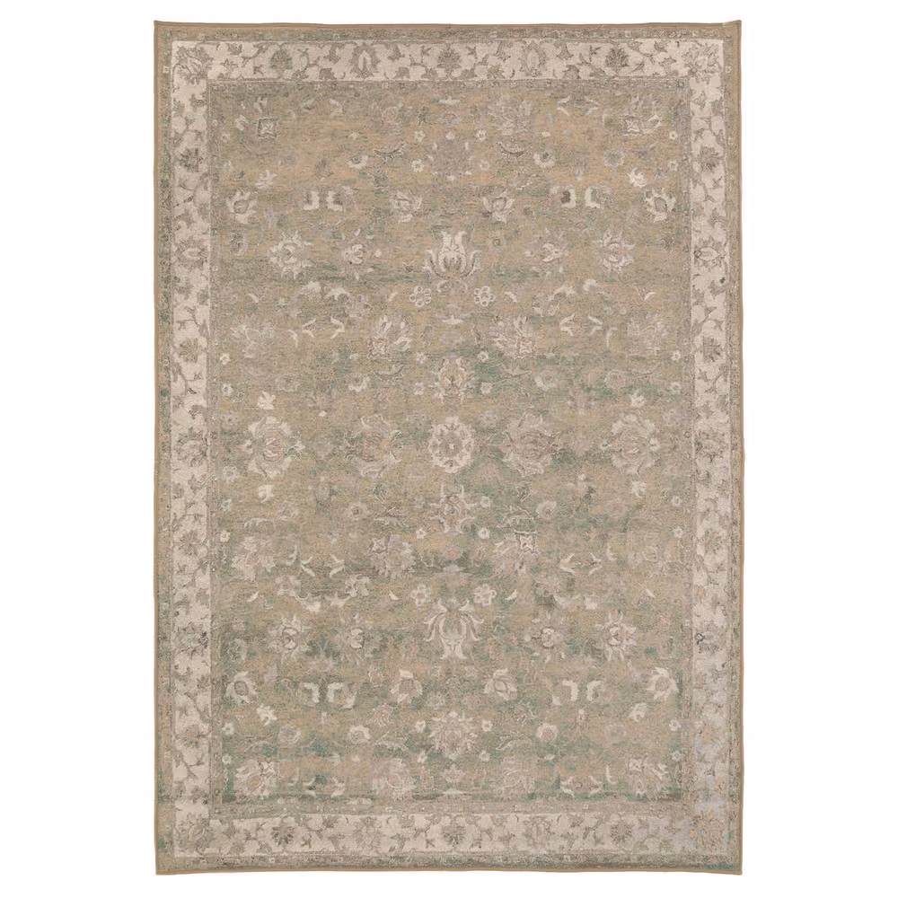Kukoon Floral Vintage Washable Soft Machine Washable Rug in Green and Gold, W: 240 cm, D: 330 cm – 3