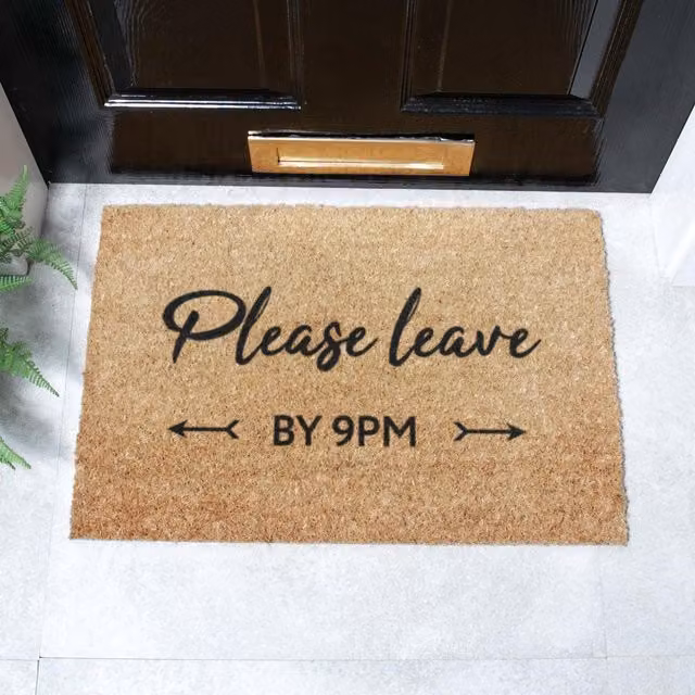 Artsy Mats Please leave by 9pm Doormat in Brown, W/D/H: 60 x 40 cm – 1