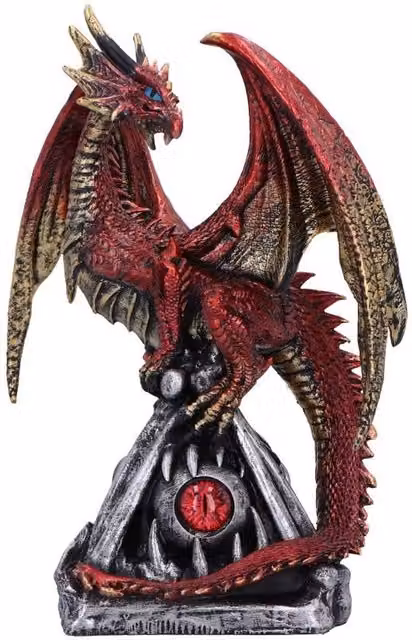 Nemesis Now Guardians Gaze The Fierce Flame Dragon Sentinel Figurine in Red, Gold and Silver, Height: 16.5 cm